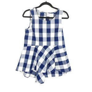 NWT Anthropologie Buffalo Check Peplum Top 2 Blue
